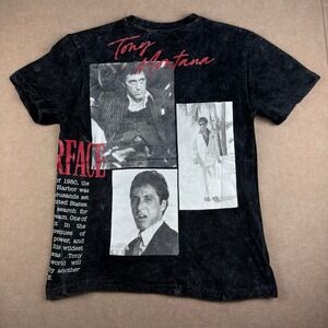 Scarface Reason Shirt Small Black Acid Wash Tony Montana Graphic‎ Tee Movie